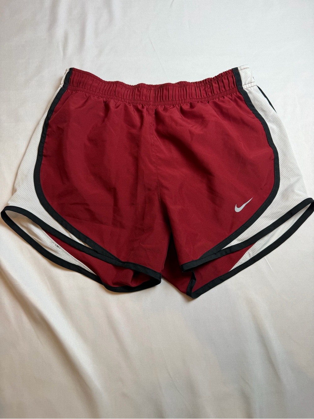 Nike Women's Maroon Athletic Shorts with White Panels